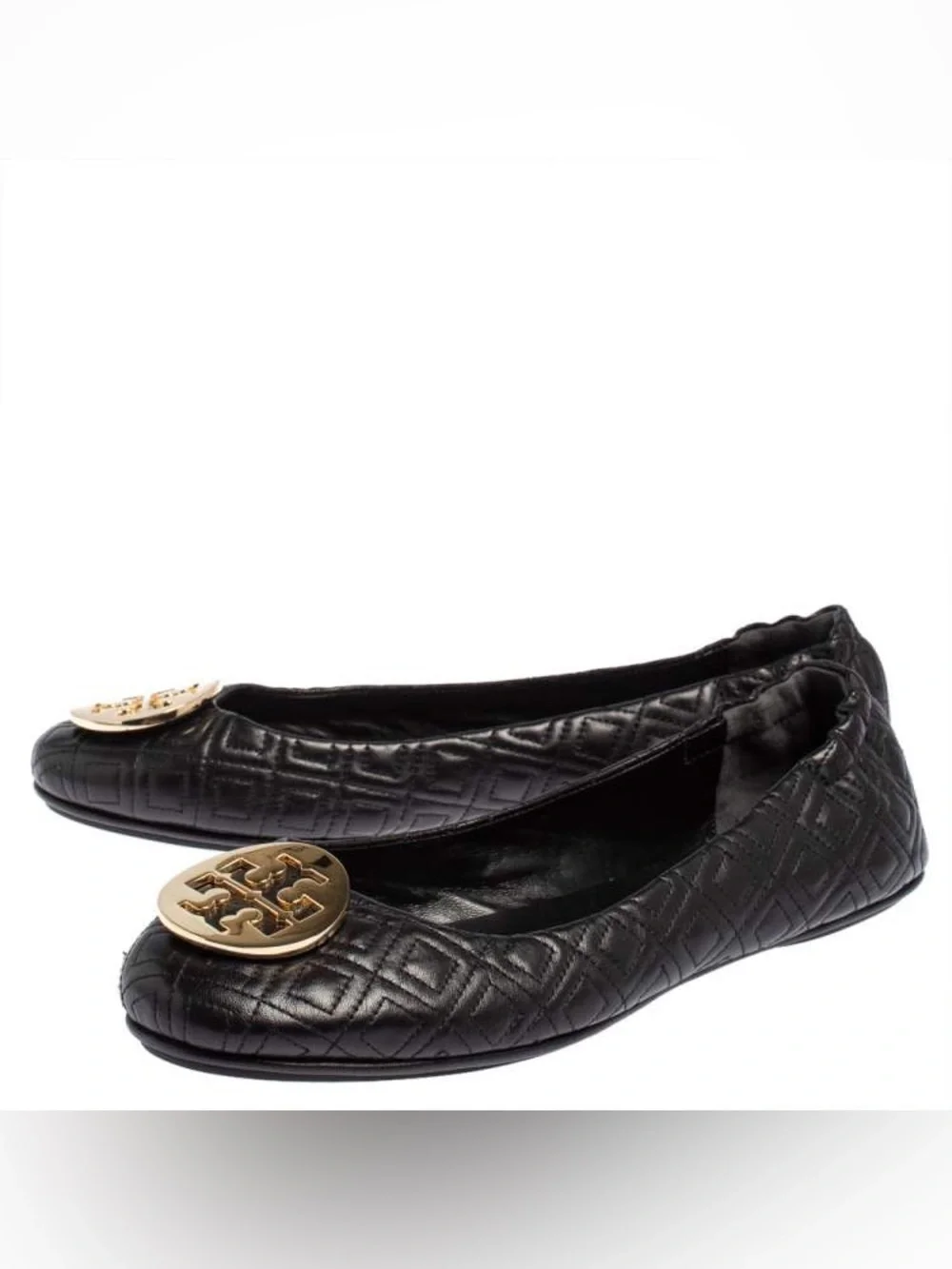 Tory Burch Quilted Minnie Ballet Flat in Perfect Black/Gold MSRP$238 Size 8